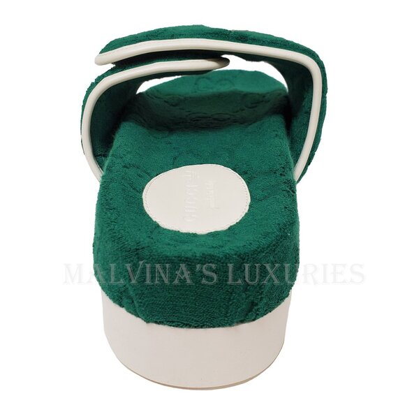 GUCCI MENS SHOES ADIDAS X GG GREEN COTTON SPONGE PLATFORM SANDAL SLIDE sz 9 9.5 - Picture 10 of 16
